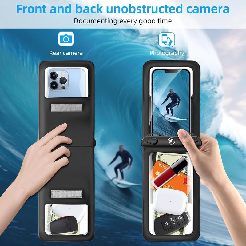fonken Waterproof Phone Pouch [3-Pack] Double Space Waterproof Phone Case with Adjustable Lanyard Water proof Cell Phone Pouch for iPhone IPX8 Underwater Phone Cases Phone Dry Bag for Vacation Beach Swimming - Image 3